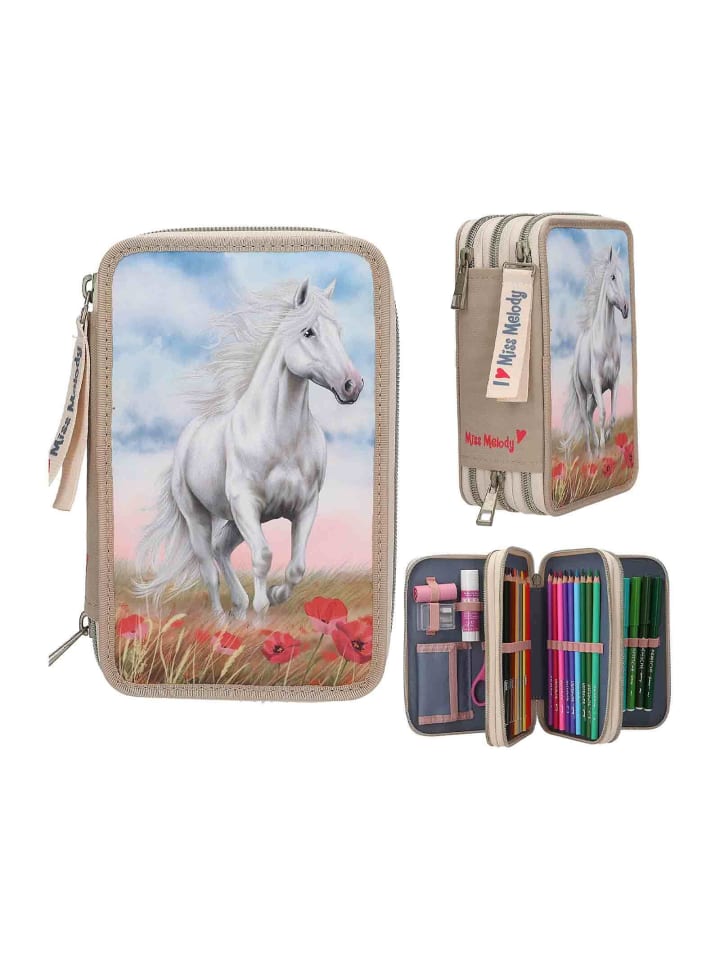 Depesche 3-Fach Federtasche Poppy Sand Miss Melody 20 x 13 x 7,5 cm in beige günstig kaufen onesize