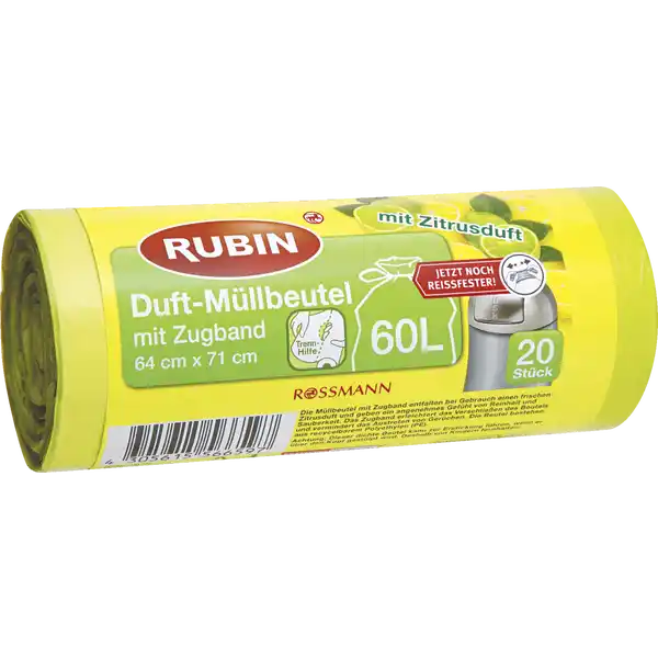 Duft-Müllbeutel mit Zugband 60 l