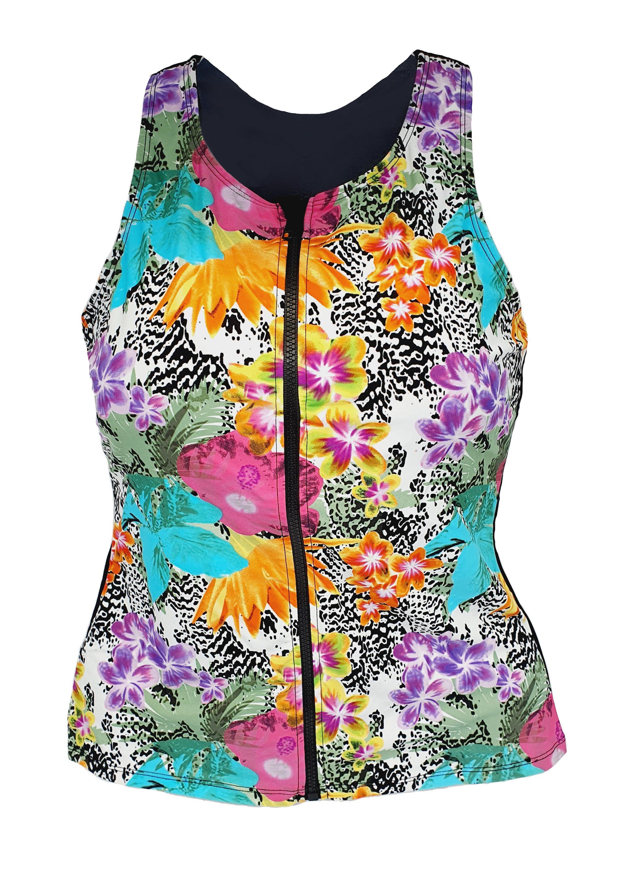Beco Beermann Tankini BEsuit Racerback (1-St) mit Front- Reißverschluss und Innen-BH in aufregendem Blütendesign