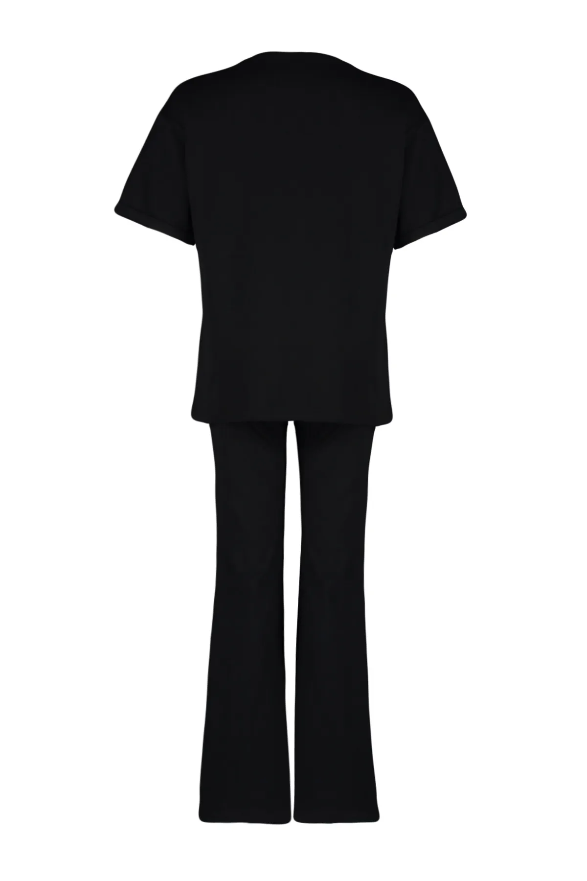 Trendyol Collection  Schwarzes, übergroßes Set aus Oberteil und Unterteil aus spanischem Strick, 100 % Baumwolle, TWOSS24AU00059