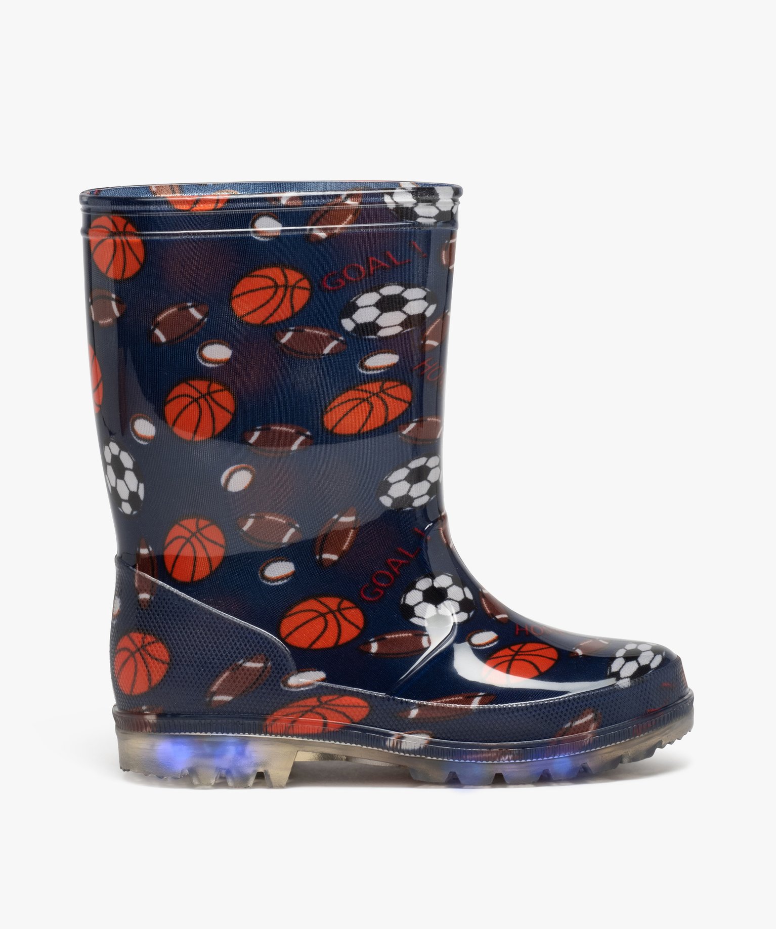 Bottes de pluie Garçon motifs sport à semelle crantée tra... bleu | GEMO