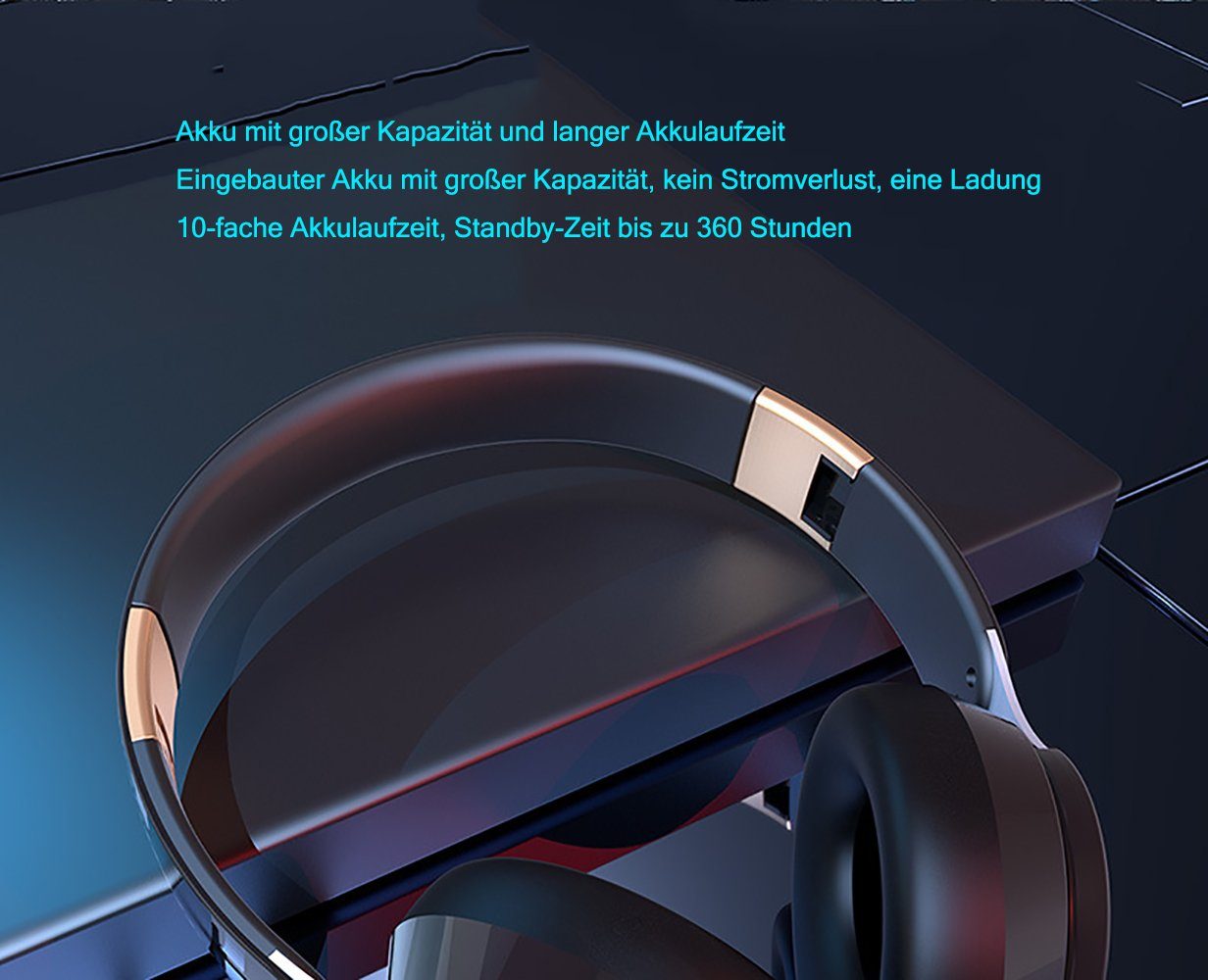 YSDYM Bluetooth Kopfhörer Over Ear, [Bis zu 52 Std] Kabellose Kopfhörer Bluetooth-Kopfhörer (mit 3 EQ-Modi,HiFi Stereo Faltbare Headset mit Mikrofon)