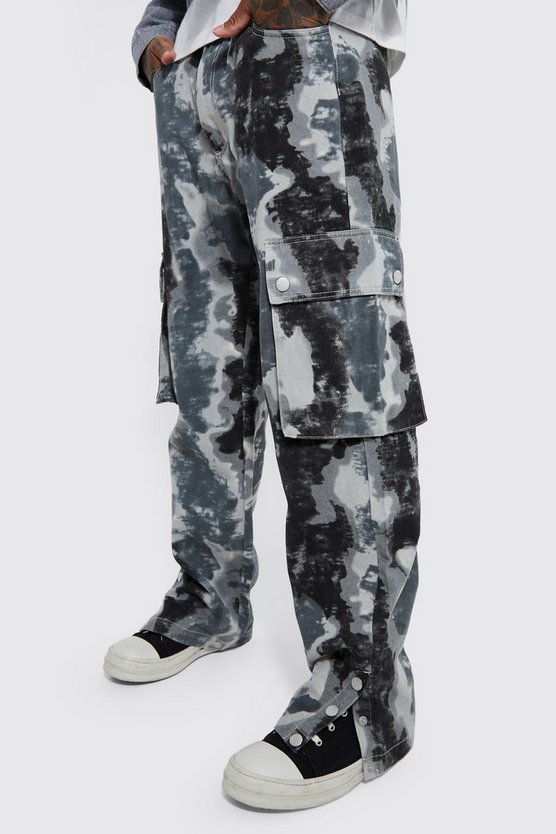 Lockere Camouflage Cargo-Hose mit Druckknöpfen