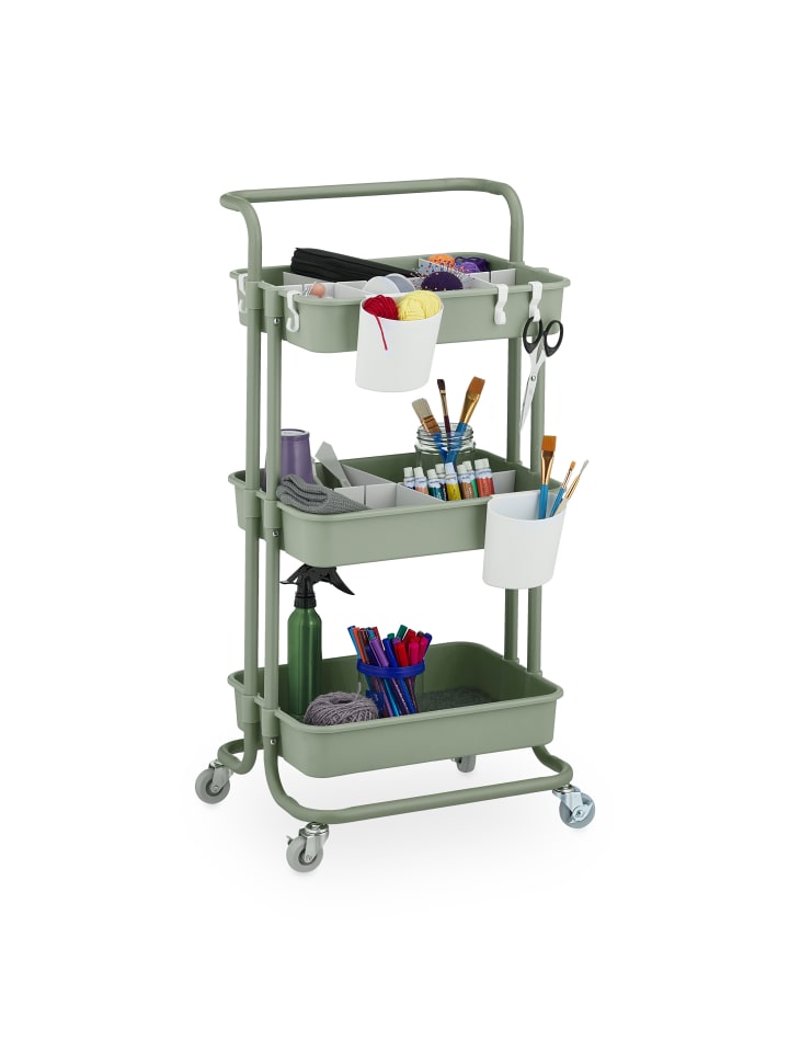 relaxdays Rollwagen in Grün - (B)42,5 x (H)86 x (T)36 cm günstig kaufen onesize