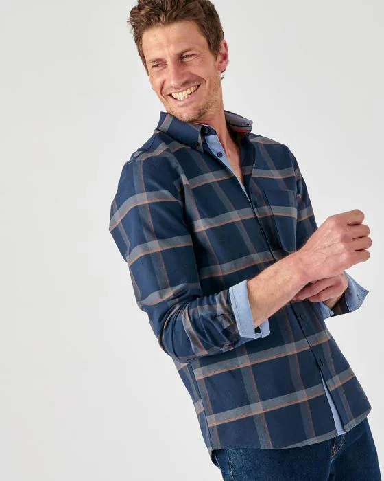 Chemise carreaux Oxford pur coton manches longues