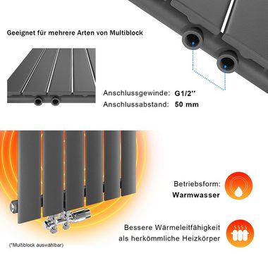 ELEGANT Designheizkörper Heizkörper Design Anthrazit Vertikal/Horizontal,Einlagig/Doppellagig, Paneelheizkörper mit Anthrazit/Chrom Multiblock