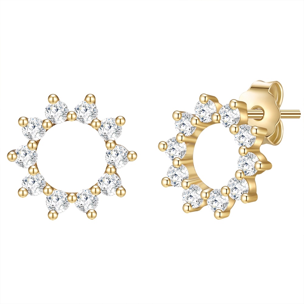 Glanzstücke München Puces d'oreilles en argent Fleur/Cercle Argent sterling Oxyde de zirconium (CZ) e Boucles d'oreilles
