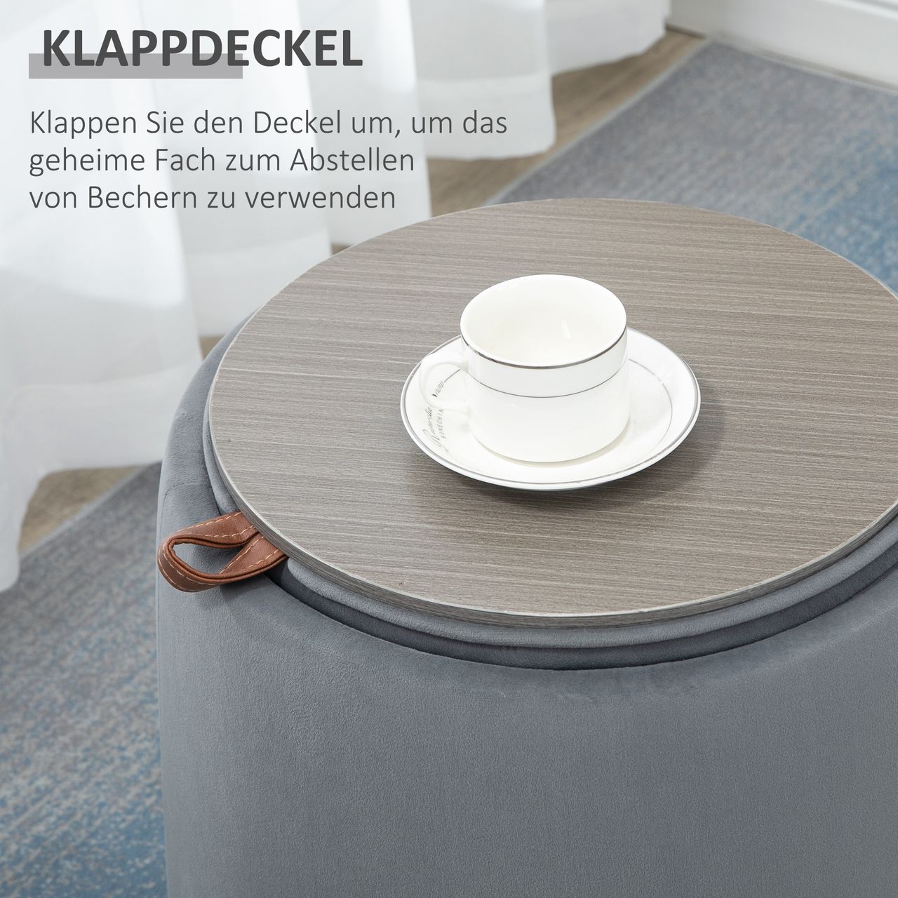 HOMCOM 2-in-1 Ottomane Sitzhocker inklusive Stauraum, abnehmbaren Deckel Grau