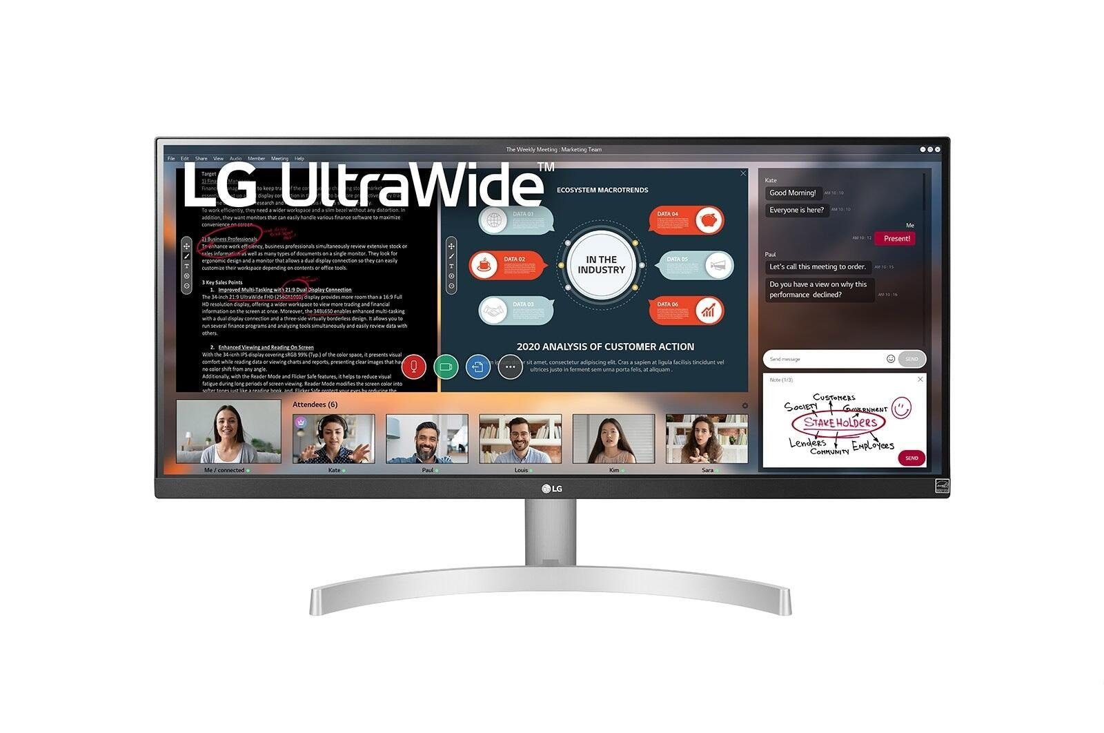 LG LG 29WN600-W TFT-Monitor (2.560 x 1.080 Pixel (21:9), 5 ms Reaktionszeit, 75 Hz, IPS Panel)