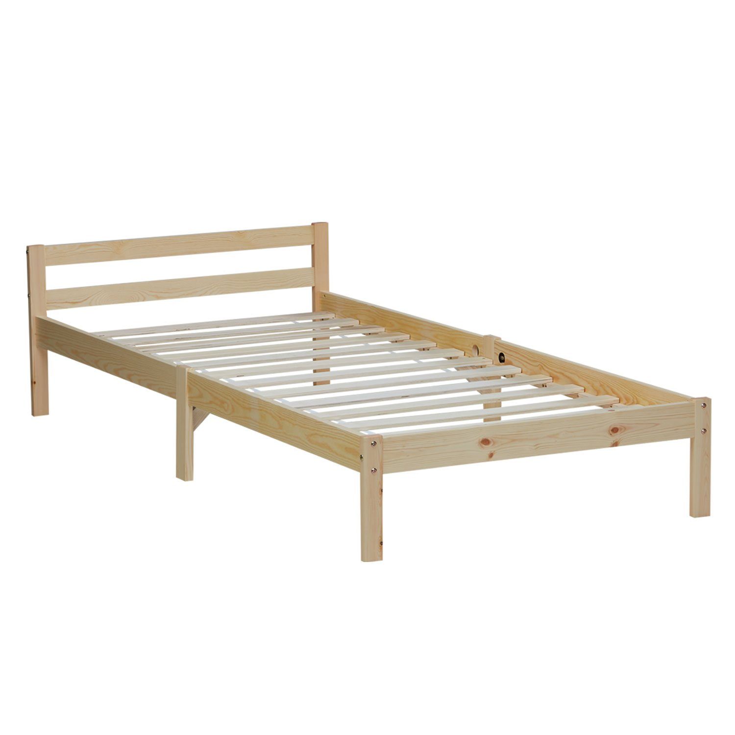 Homestyle4u Holzbett Doppelbett Einzelbett mehrere Größen Bettgestelll Kinderbett natur