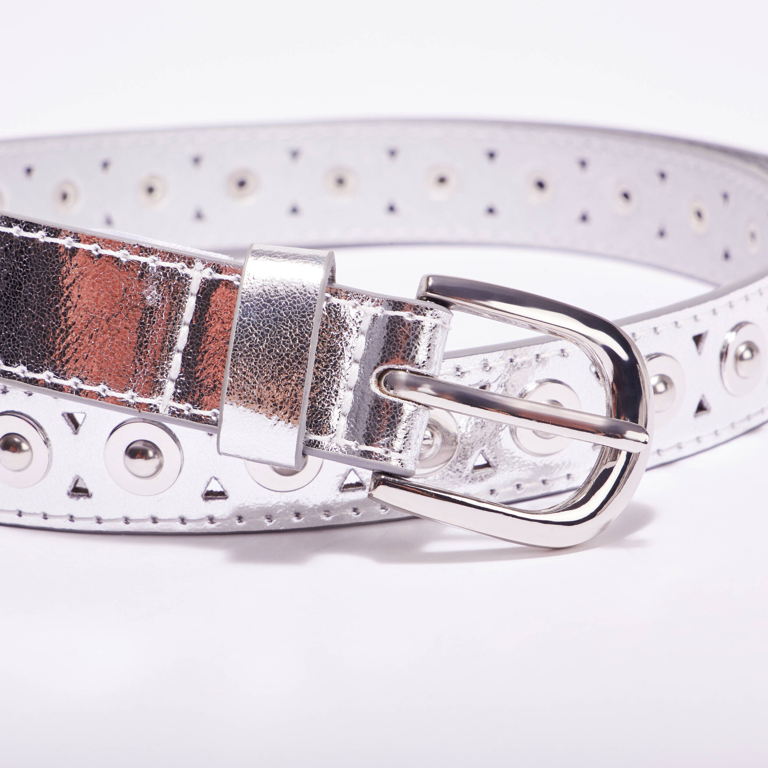 Ceinture cloutée gris argent femme | Cache Cache