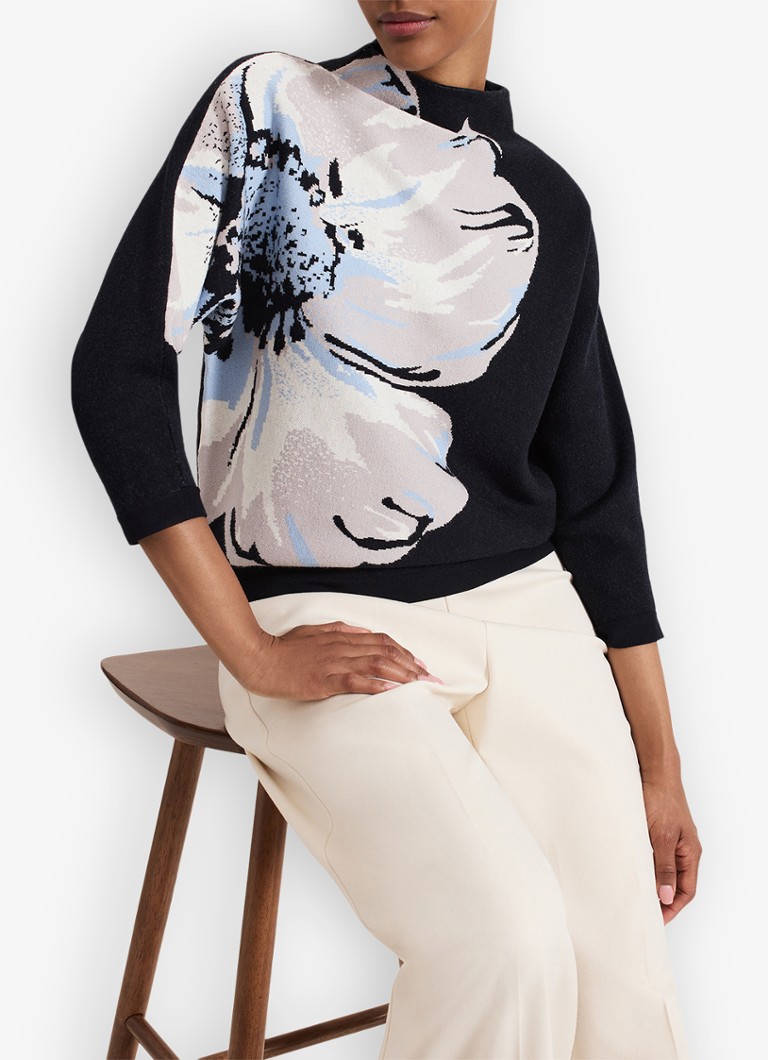 Pulover Phase Eight Bessie cu imprimeu floral și tricot fin