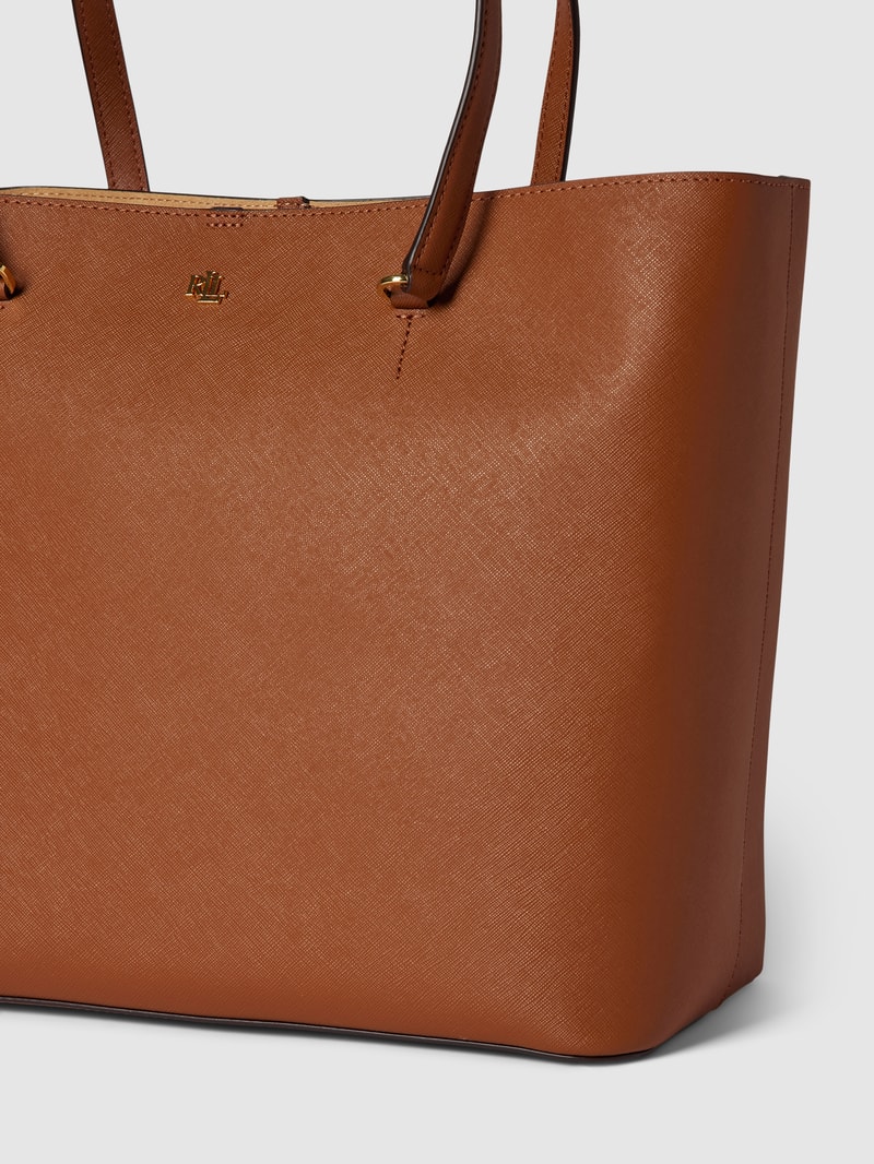 Tote Bag mit Label-Detail Modell 'KARLY' in cognac