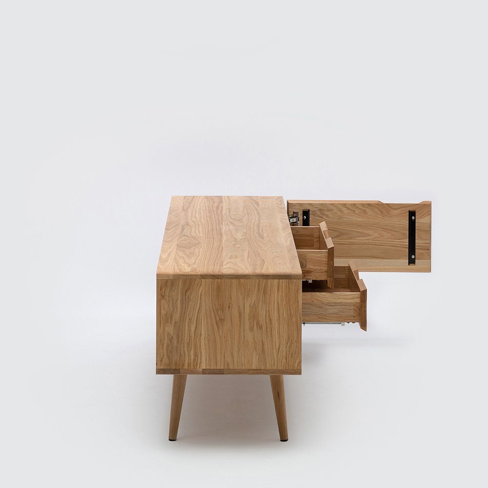 Mobello Sideboard Elegante Kommode aus Massiv Eichenholz, Stilvoller Mehrzweckschrank für Zuhause, 160x40x53 cm