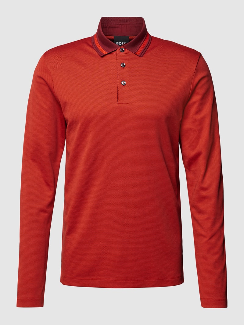 Poloshirt mit Strukturmuster Modell 'Pleins' in bordeaux rot