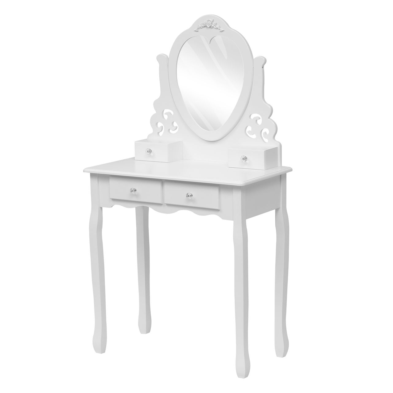 Happy Home Happy Home Schminktisch 3tlg. mit Spiegel, 4 Schubladen & Hocker HDT04-WEI weiß