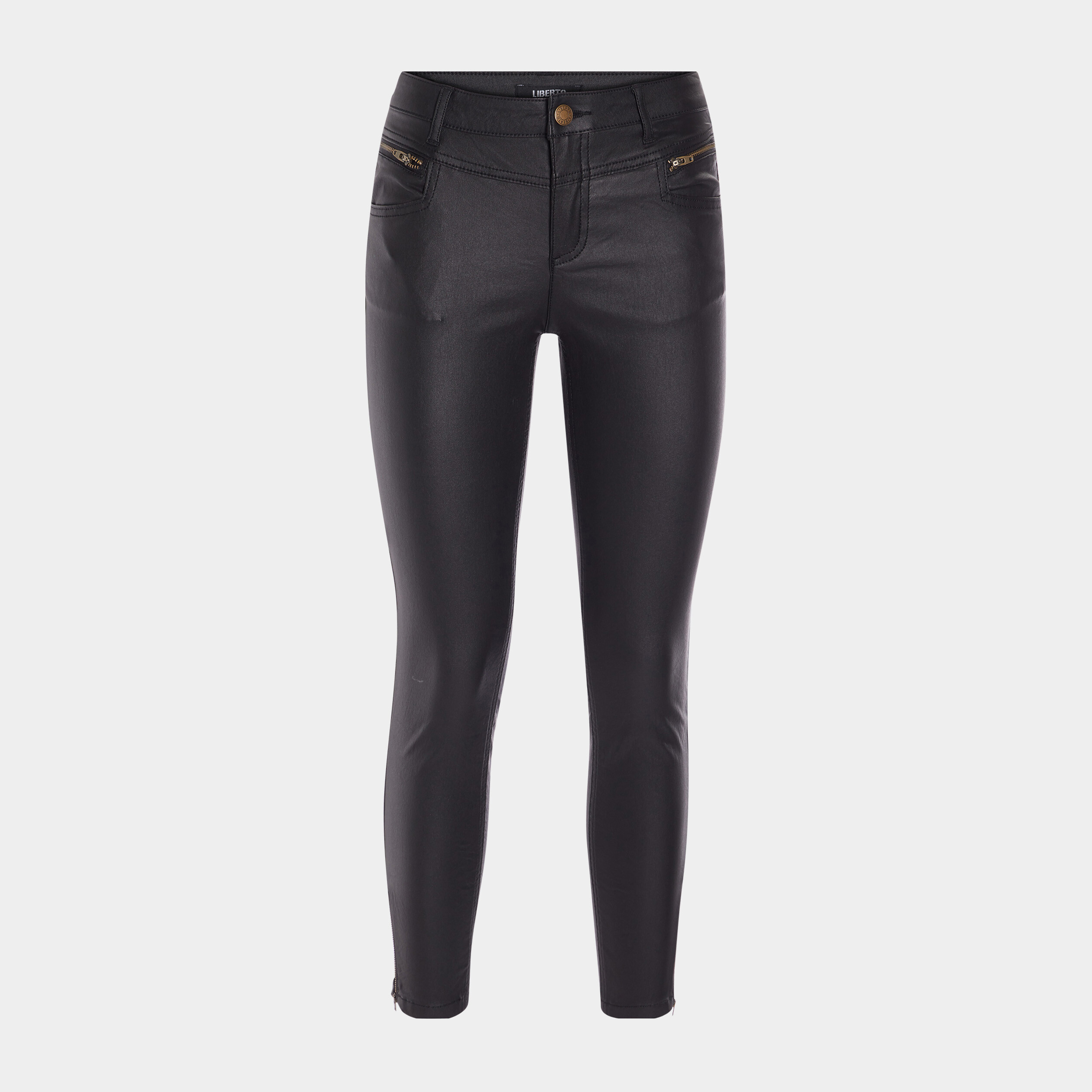 Pantalon skinny enduit noir femme | La Halle
