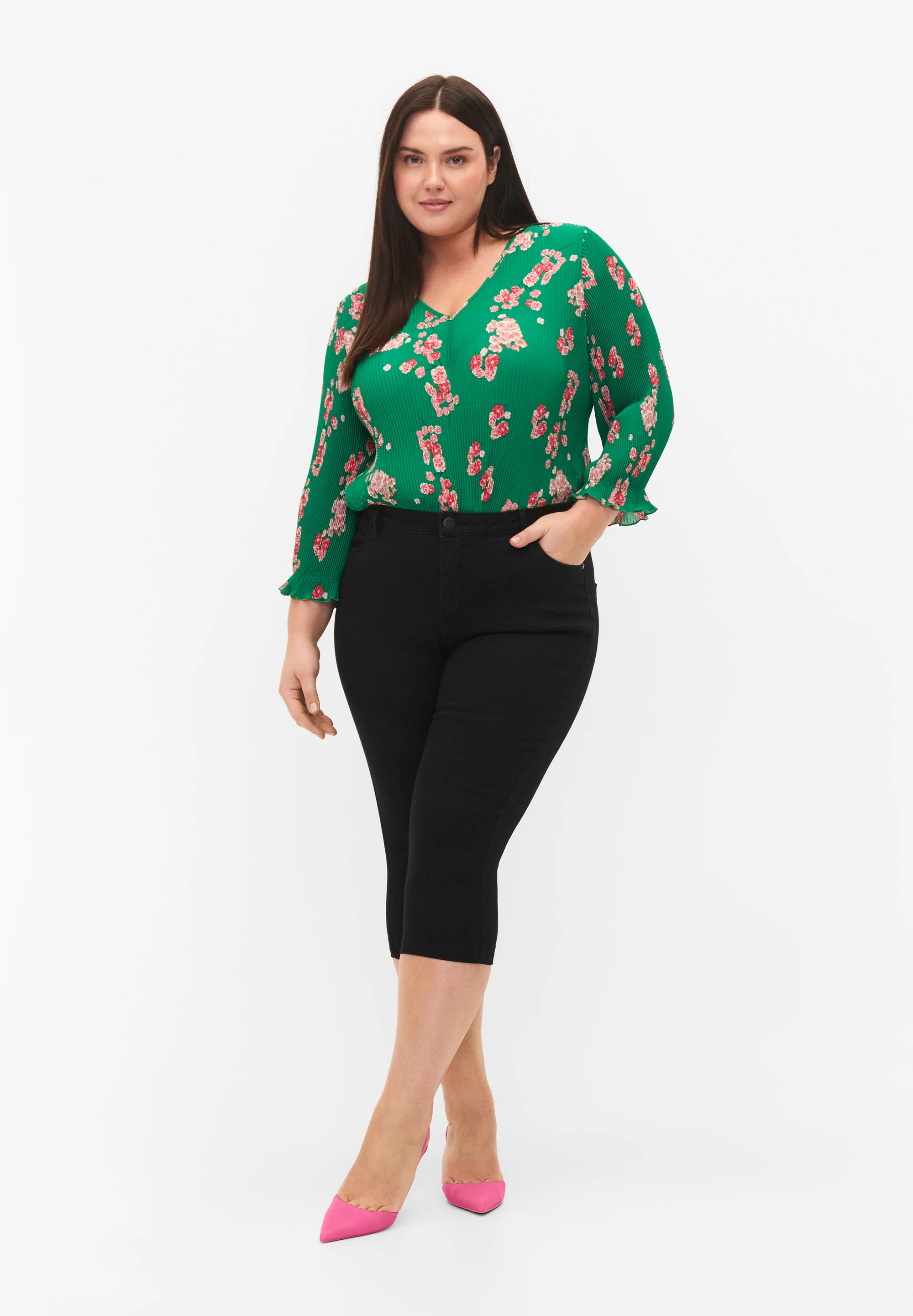 Zizzi AMY CAPRI DE CINTURA ALTA CON SUPER - Shorts vaqueros