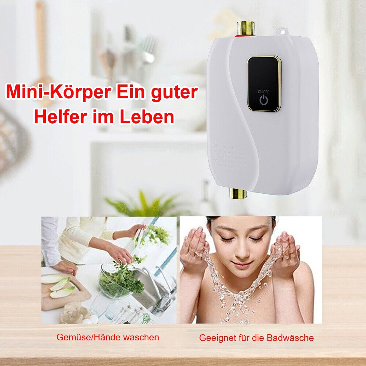 götäzer Klein-Durchlauferhitzer Durchlauferhitzer Mini-Küchenschatz, 1 St., Kleiner Warmwasserbereiter für die Küche mit Schnellheizung