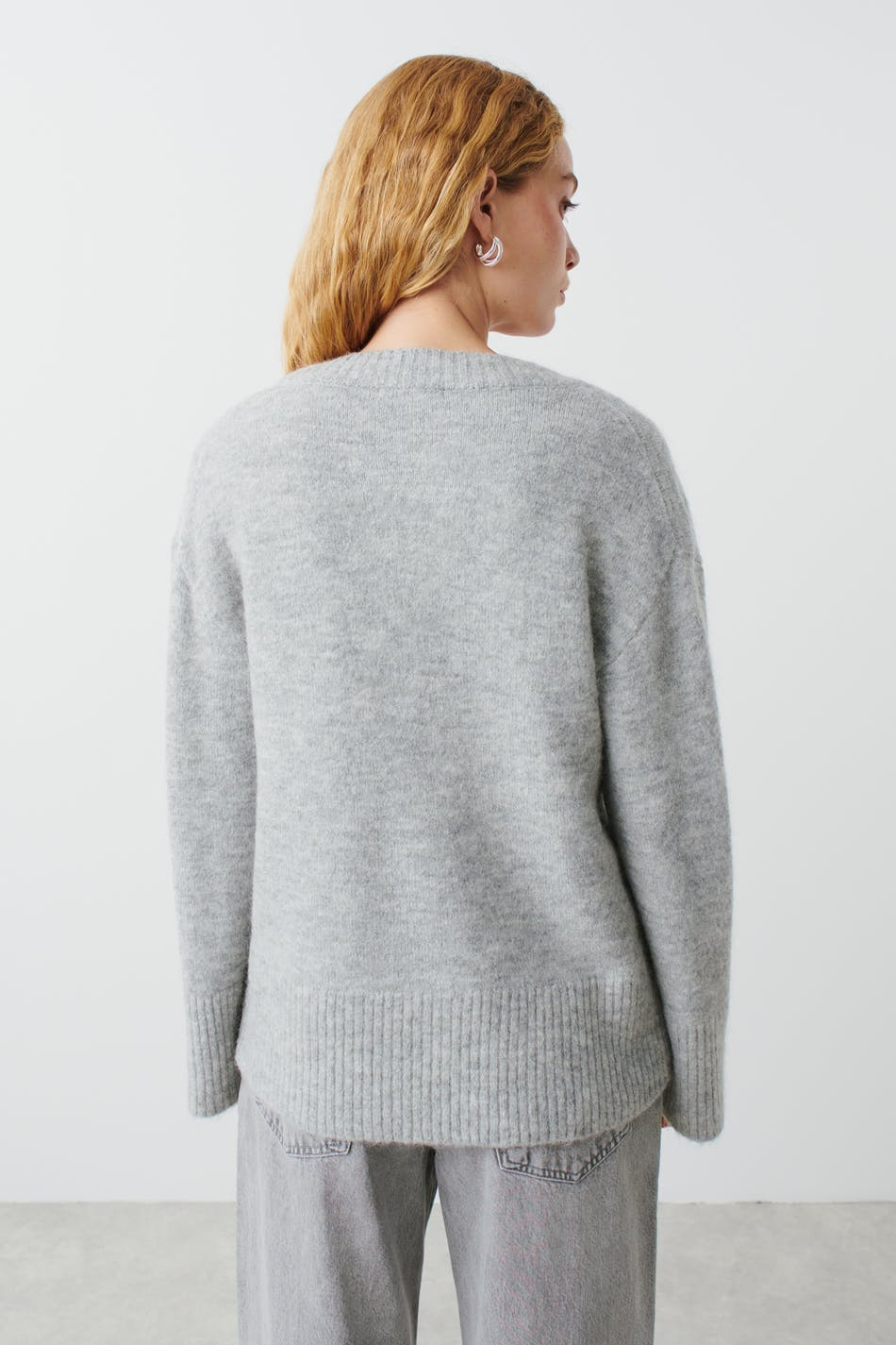 V-neck knitted sweater