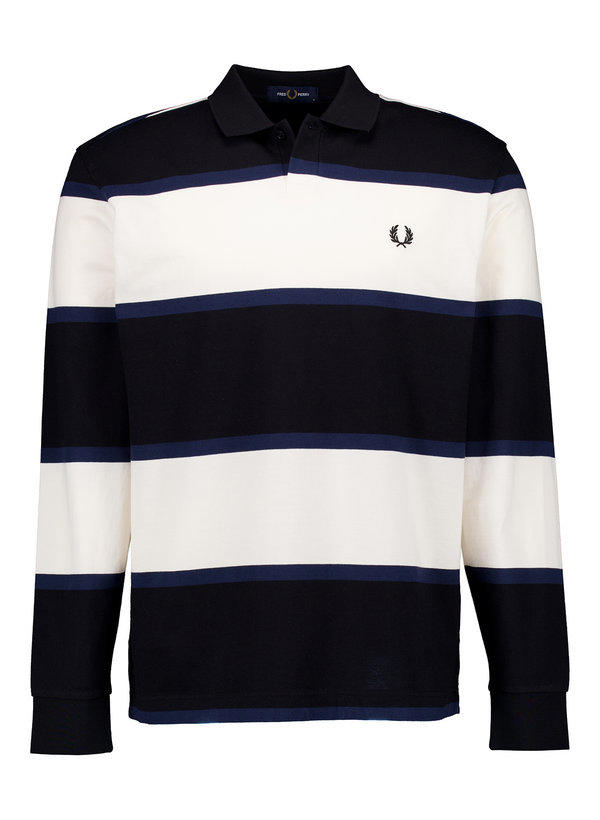 Fred Perry, Polo-Shirt, Baumwoll-Jersey, ecru-schwarz gestreift