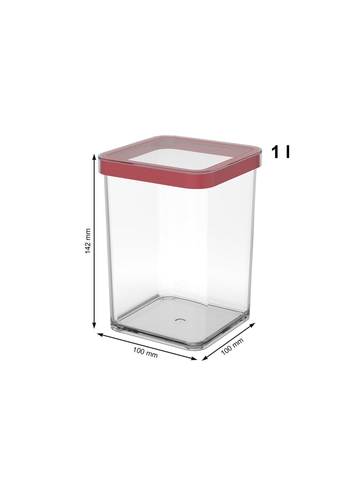 Rotho Loft 5er-Set Vorratsbehälter mit Deckel, Kunststoff  in Transparent / Rot günstig kaufen onesize