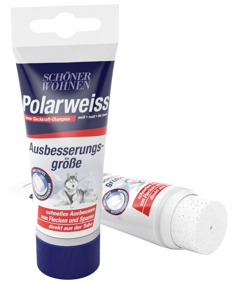 SCHÖNER WOHNEN FARBE Wand- und Deckenfarbe Polarweiss Ausbesserungstube, 50 ml, weiß, Ausbesserungstube mit Schwammaufsatz
