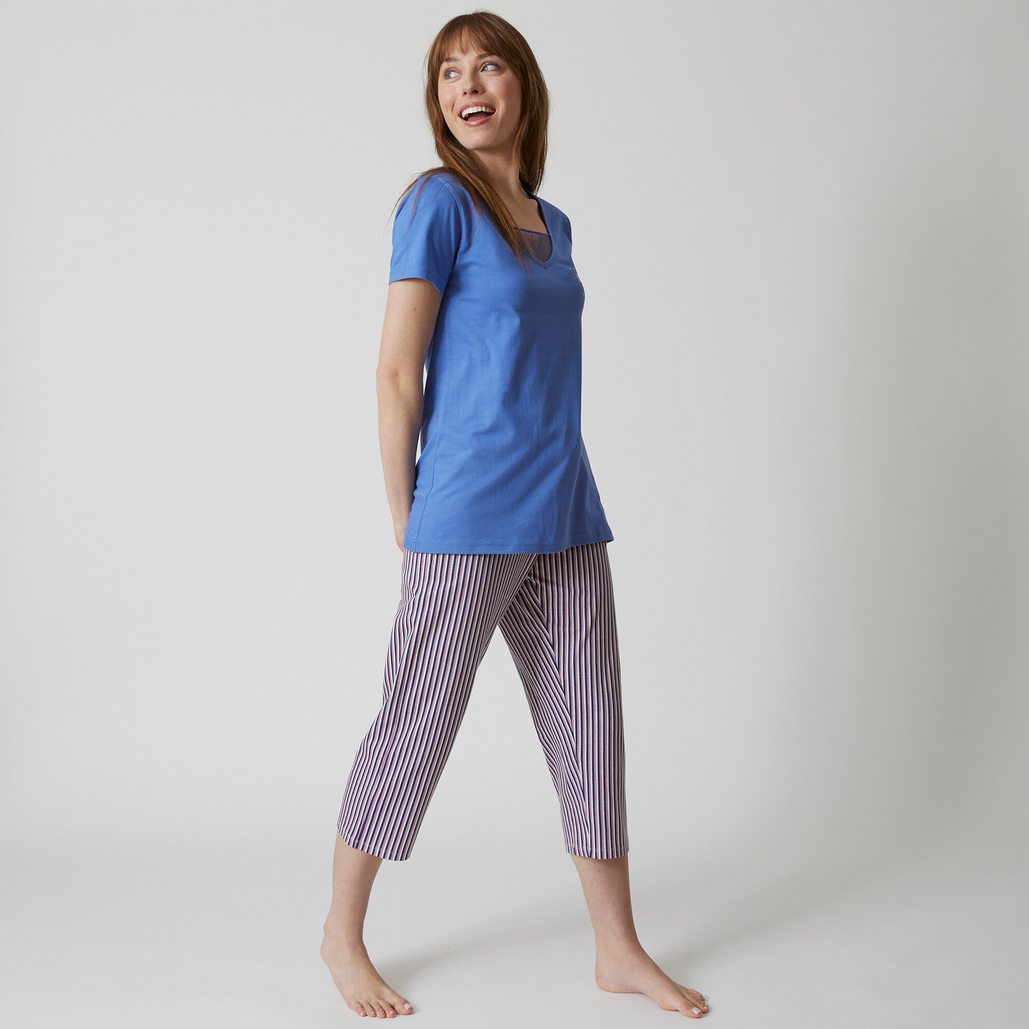 T- shirt pyjama manches courtes motif floral imprimé