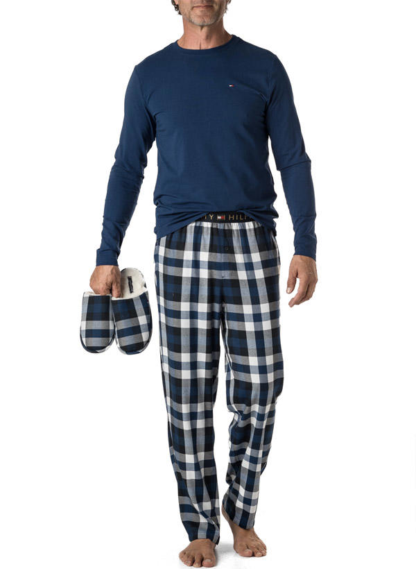 Tommy Hilfiger, Set, Pyjama   Hausschuhe, blau kariert