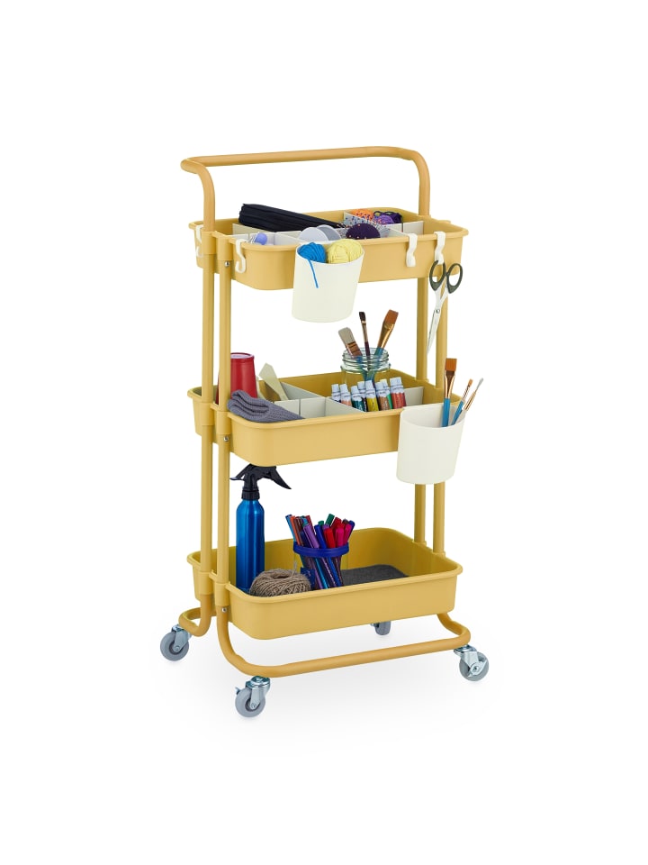 relaxdays Rollwagen in Gelb - (B)42,5 x (H)86 x (T)36 cm günstig kaufen onesize