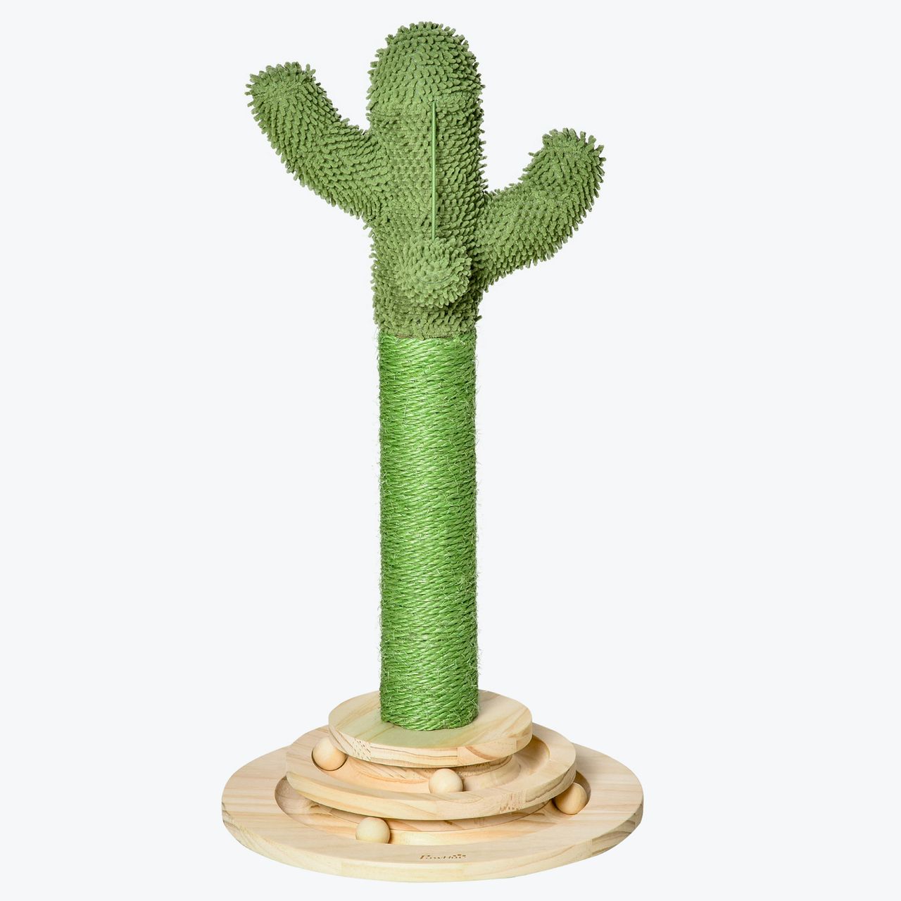 PawHut Kratzbaum Kaktus Spielzeug 65 cm Hoch Sisal Seil Kiefernholz Grün Natur