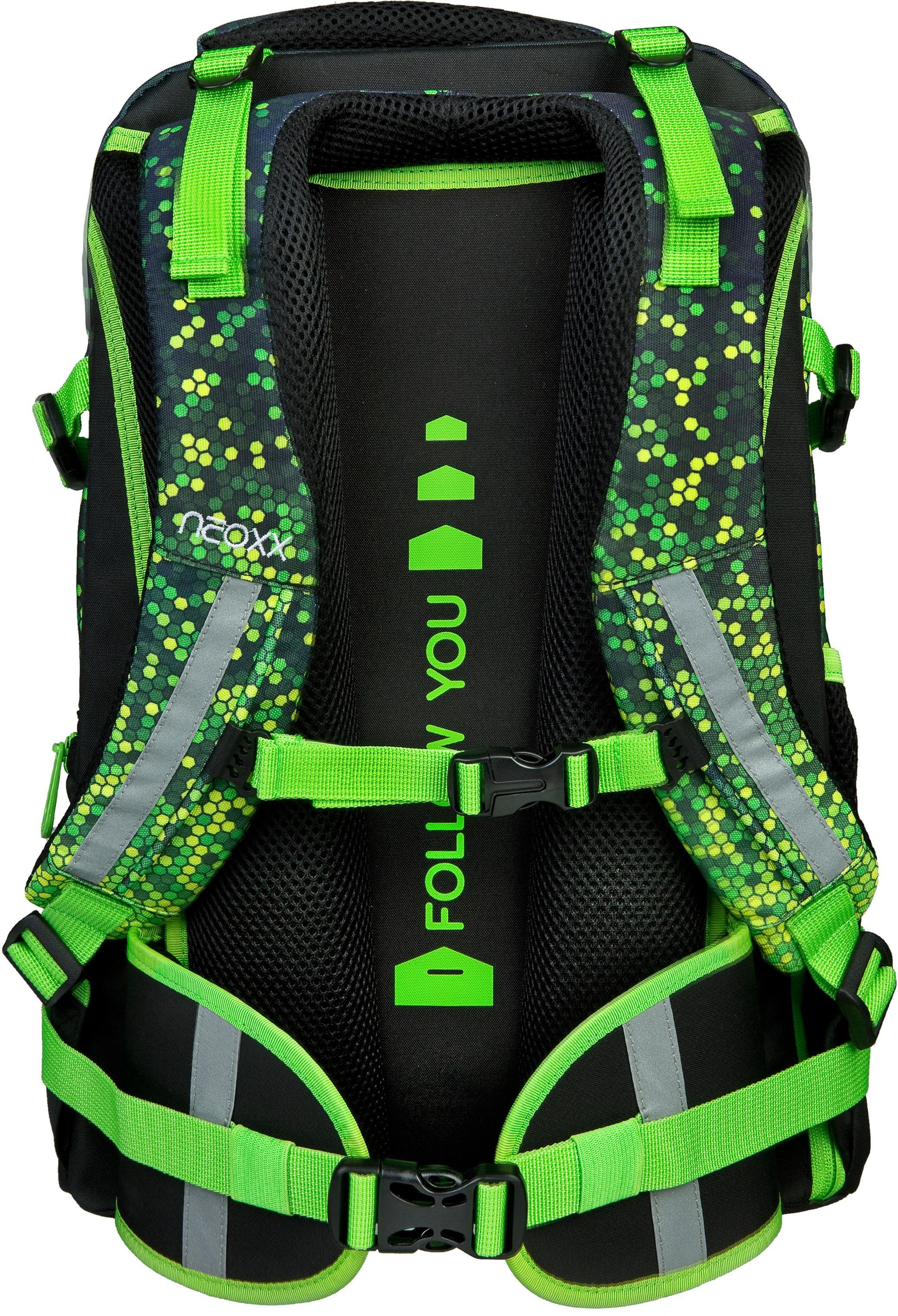 neoxx Schulrucksack Active, Pixel in my mind, aus recycelten PET-Flaschen