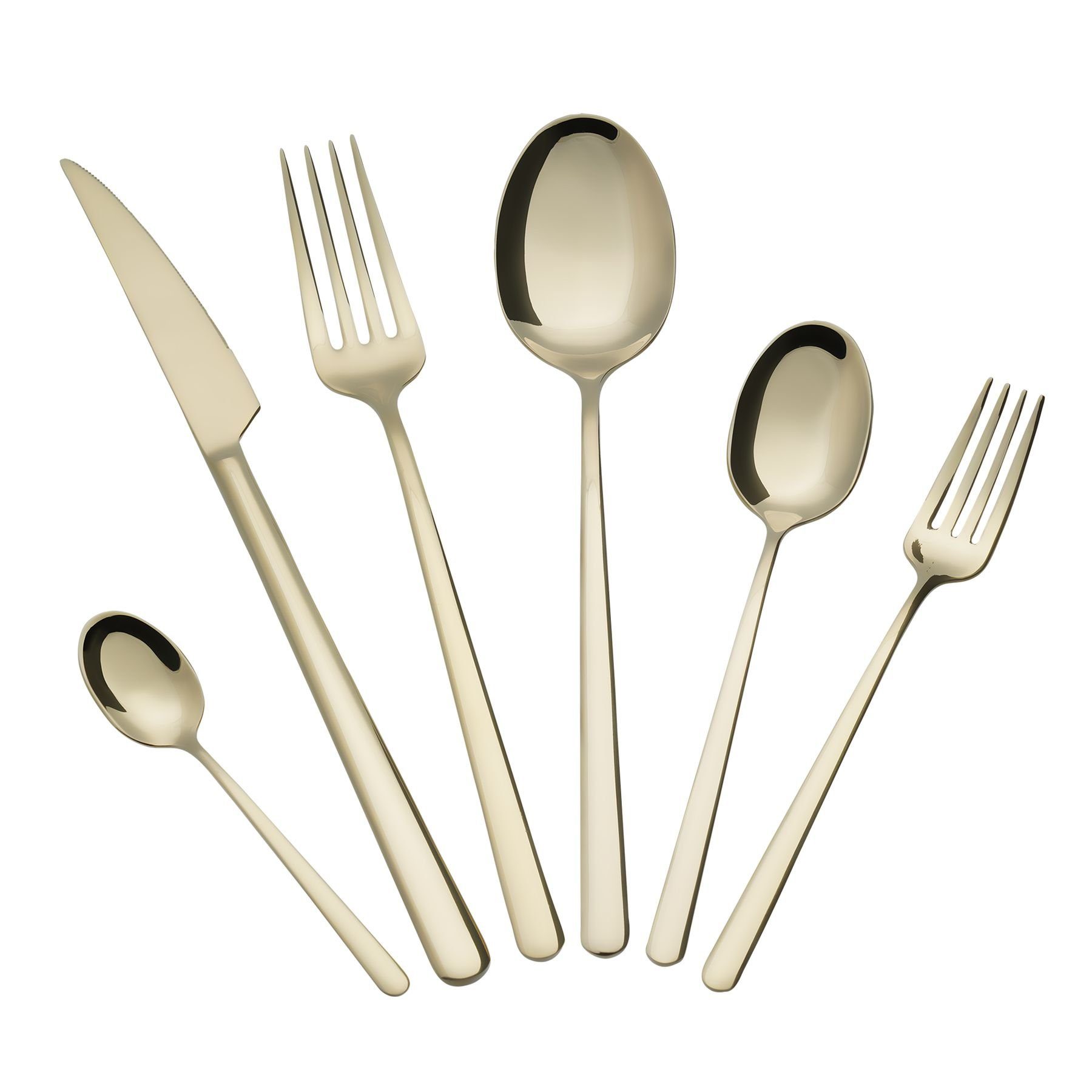 Asphald Besteck-Set Mariza Premium PVD Champagner Besteck Set 6 Personen, Ausgewogenes Gewicht - liegt perfekt in der Hand