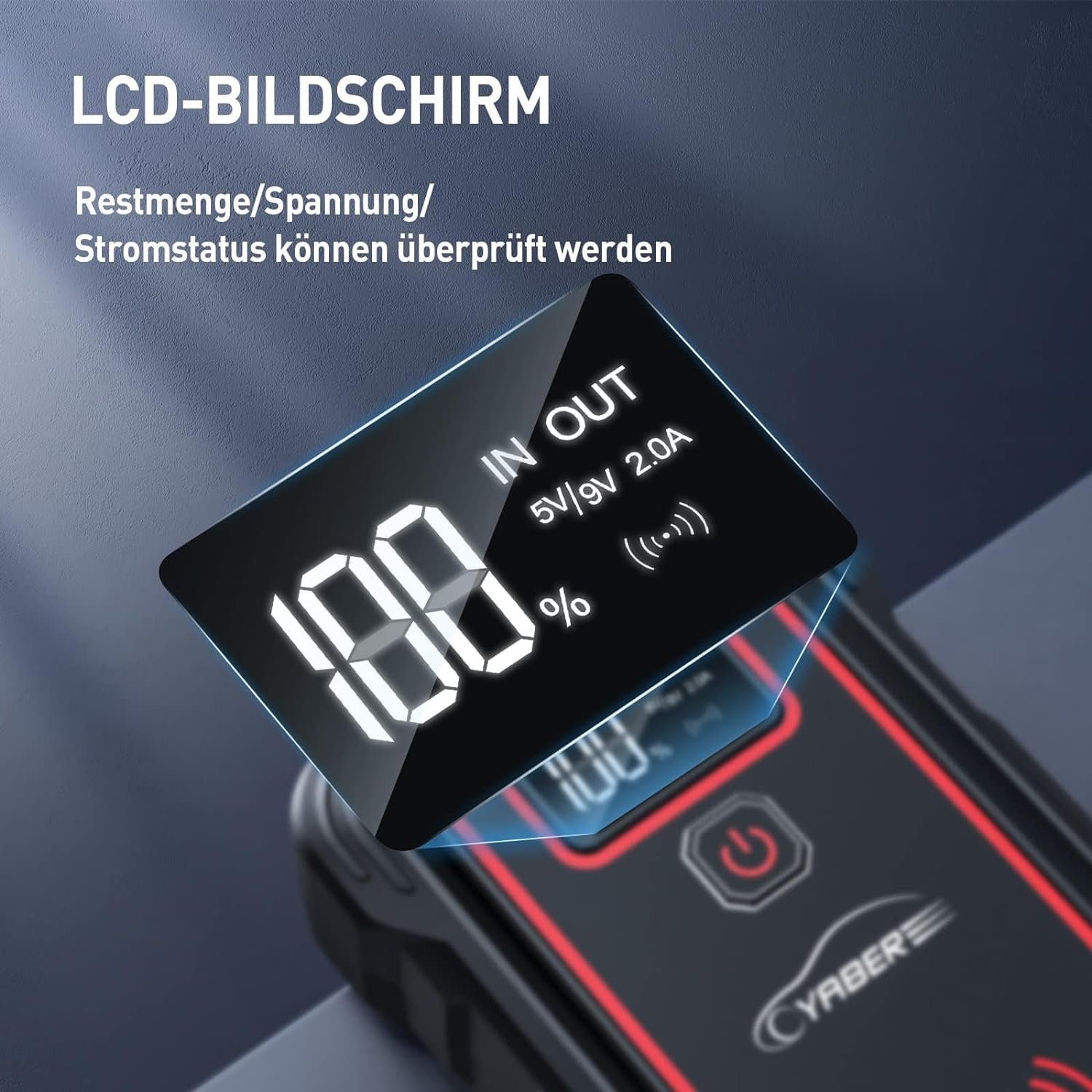 Yaber Starthilfegerät, Starthilfe Powerbank 3500A Spitzenstrom 23800mAh