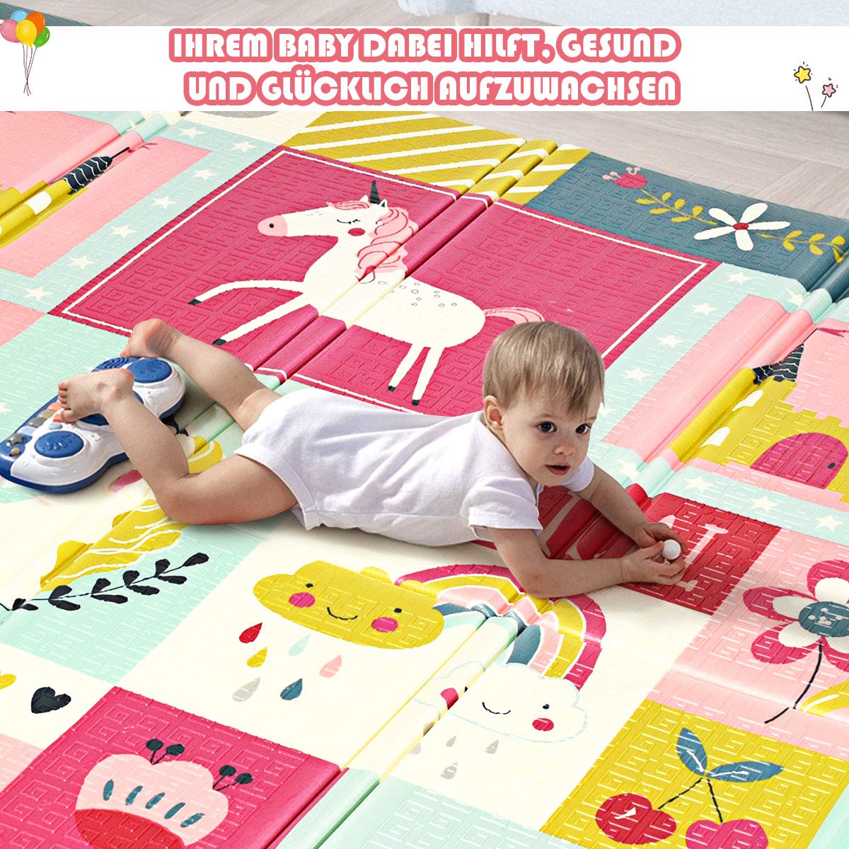 Costway Baby Spielmatte faltbar, Babymatte doppelseitig