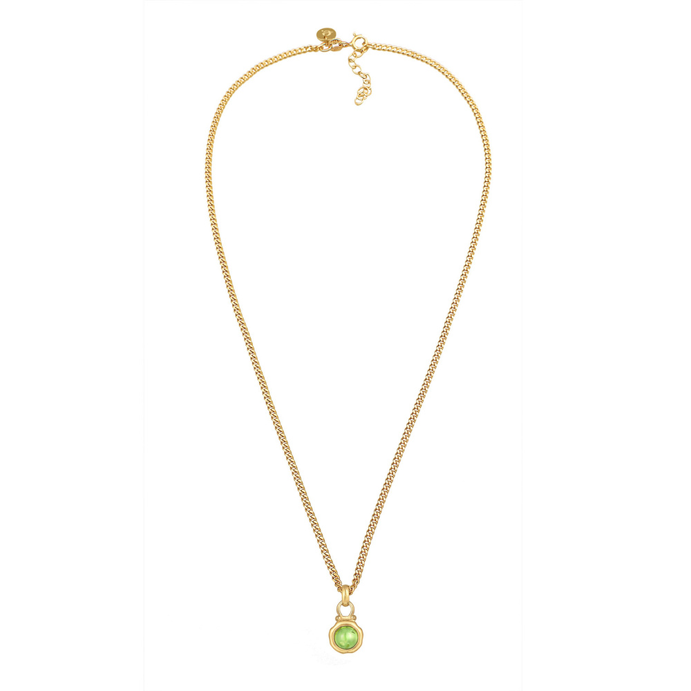 Elli PREMIUM Elli PREMIUM Collier Pendentif Rond Classique pour Femme avec Pierre Péridot en A collier