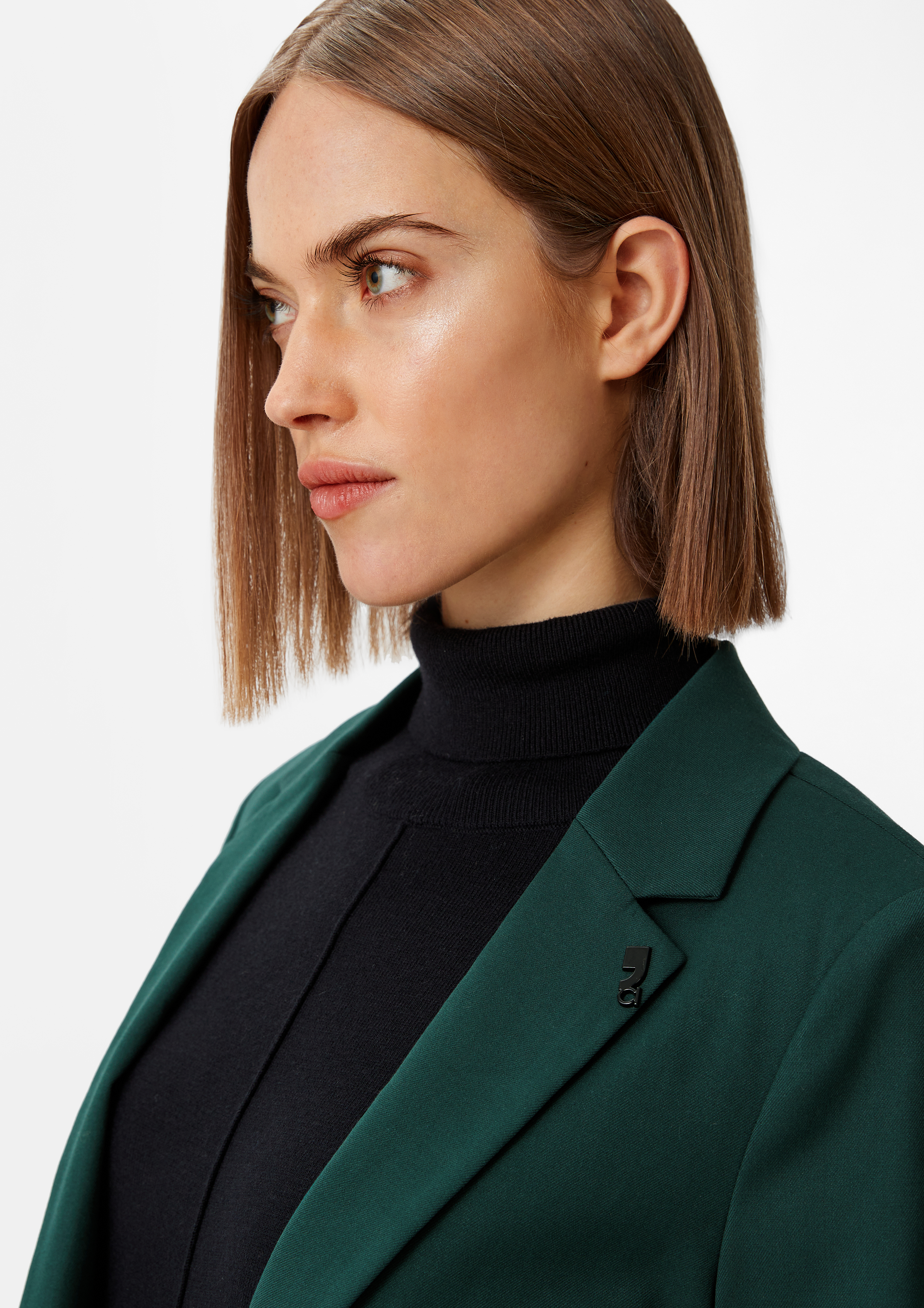 Antaillierter Blazer aus Twill - tannengrün