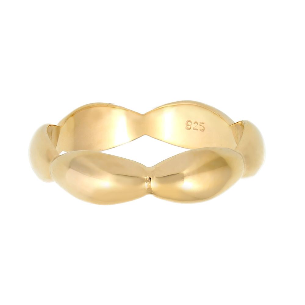 Elli Elli Bague Basic Courbé Geo Look Femme - (925/1000) Argent Plaqué Or Bague