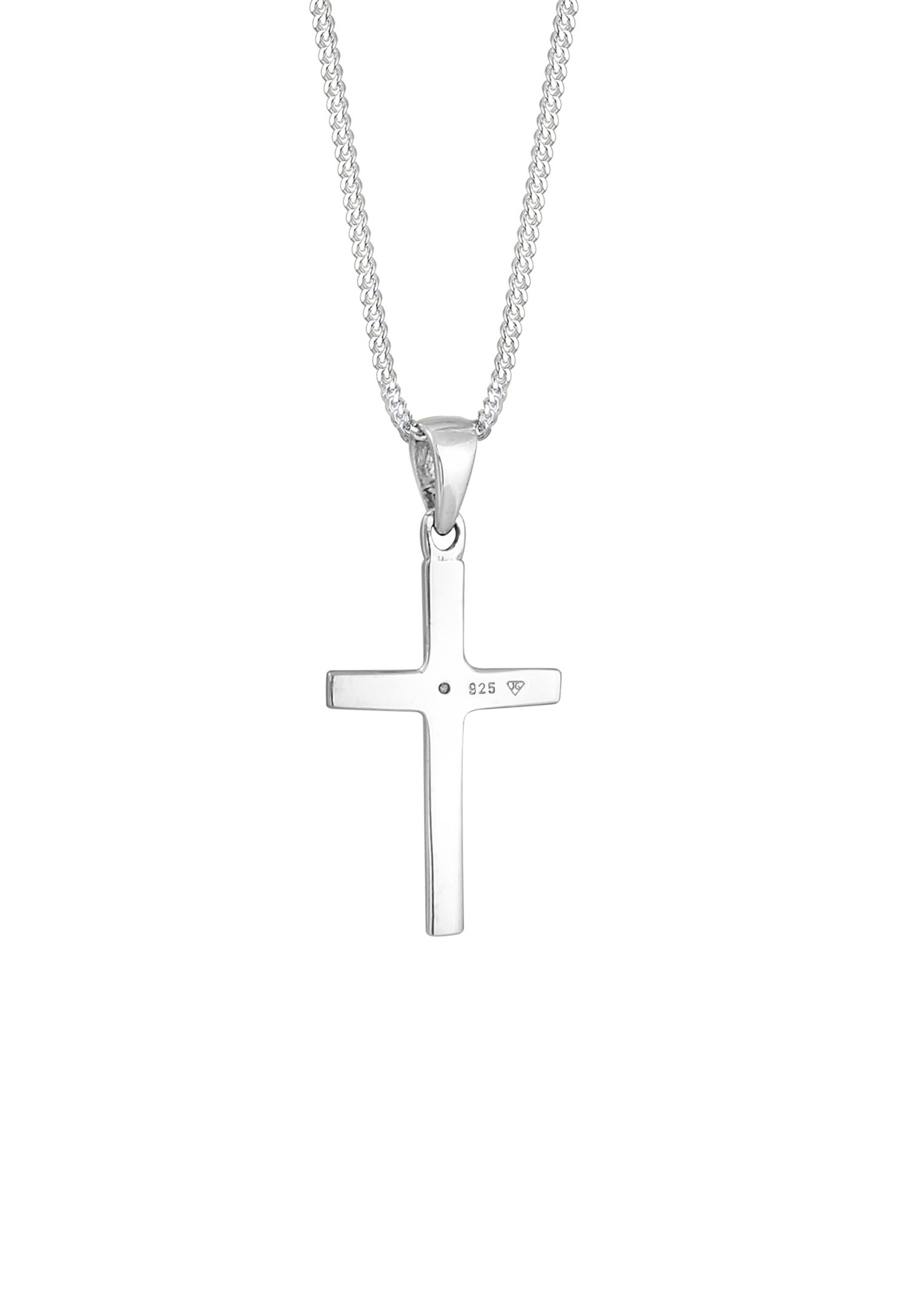 Elli DIAMONDS Halskette Basic Kreuz Glaube Diamant (0.005 ct) 925 Silber