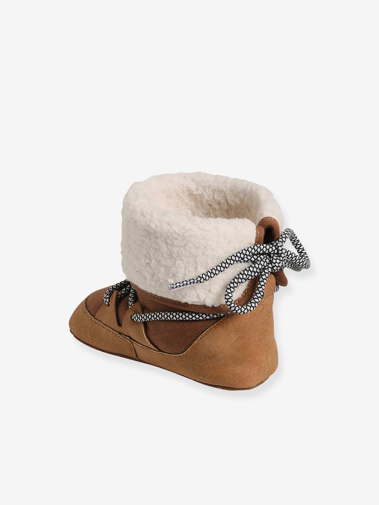 Chaussons de parc bottillons fourrés bébé marron