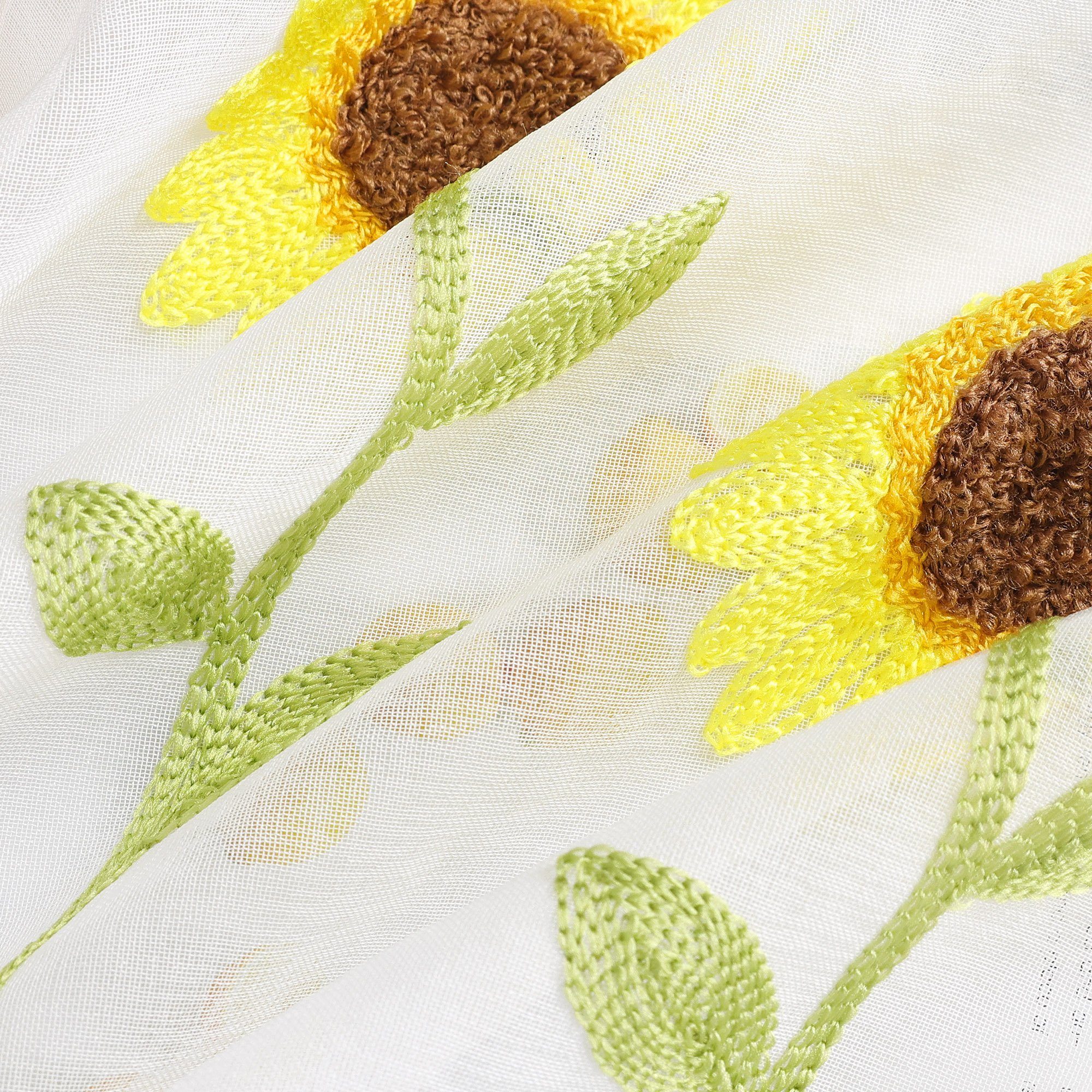 Scheibengardine, Joyswahl, Stangendurchzug (1 St), Bistrogardinen mit Sonnenblume, Kurz, küche