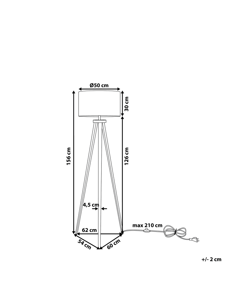Beliani Stehleuchten STILETTO in Schwarz - (W) 50 x (H) 156 x (L) 50 cm günstig kaufen onesize