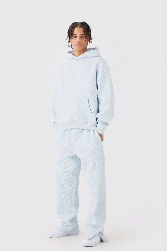 Kastiger Oversize Trainingsanzug mit Jacquard-Stickerei und Kapuze