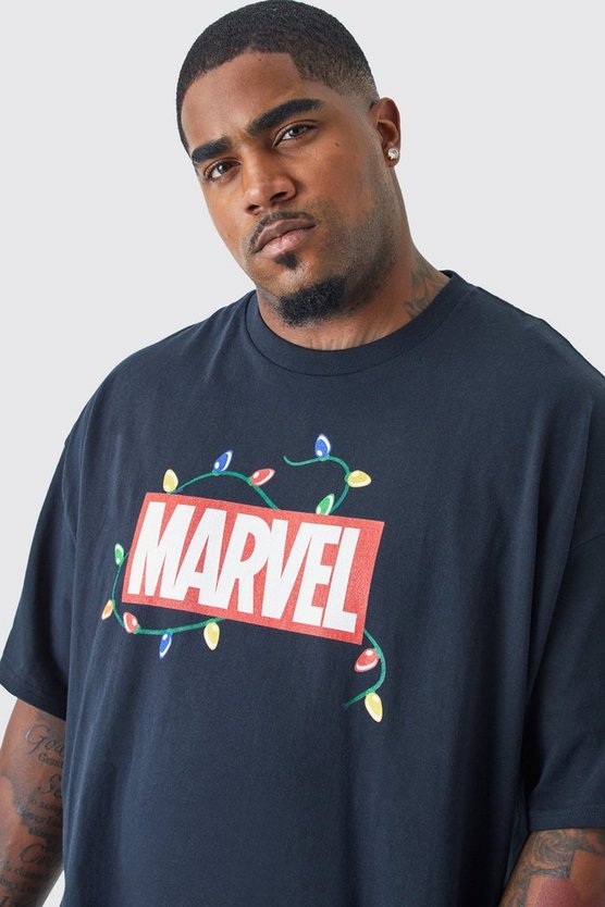 Plus Oversize T-Shirt mit lizenziertem Marvel Weihnachts-Print