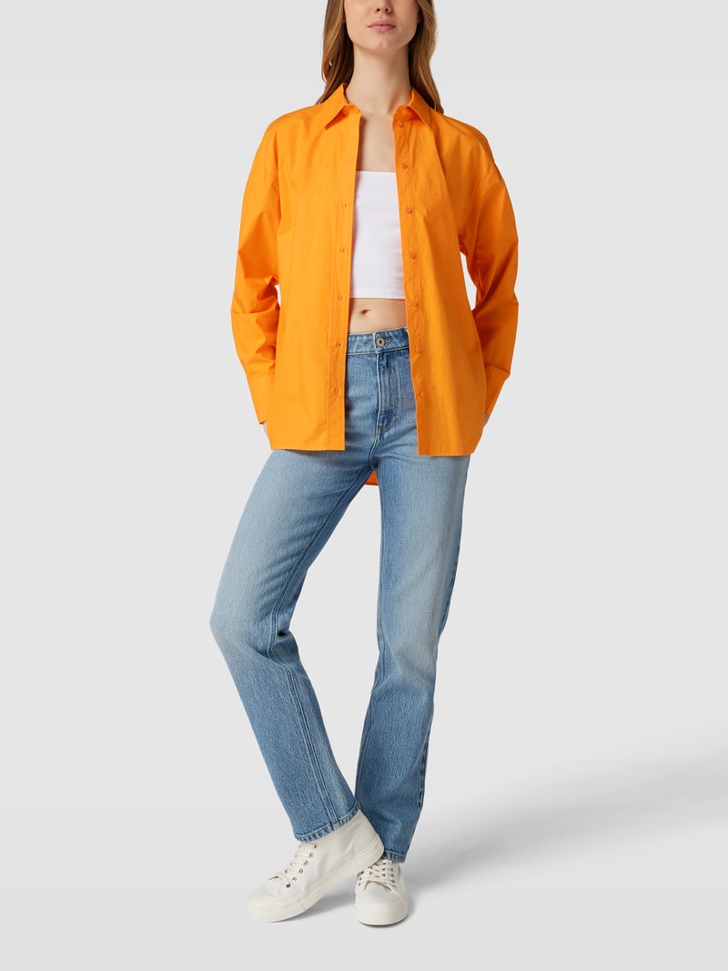 Hemdbluse mit Sportmanschetten in orange