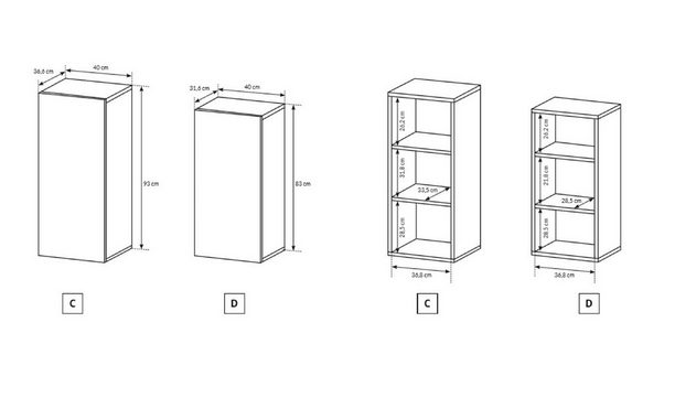 Furnix Wohnwand GLANCI Mediawand Möbel-Set 4-teilig weiß, (Komplett-Set, besteht aus TV Schrank, Wandregal, 2 Hängeschränken und einer Kommode), pflegeleicht, Gesamt: B330 x H133,5 x T45 cm