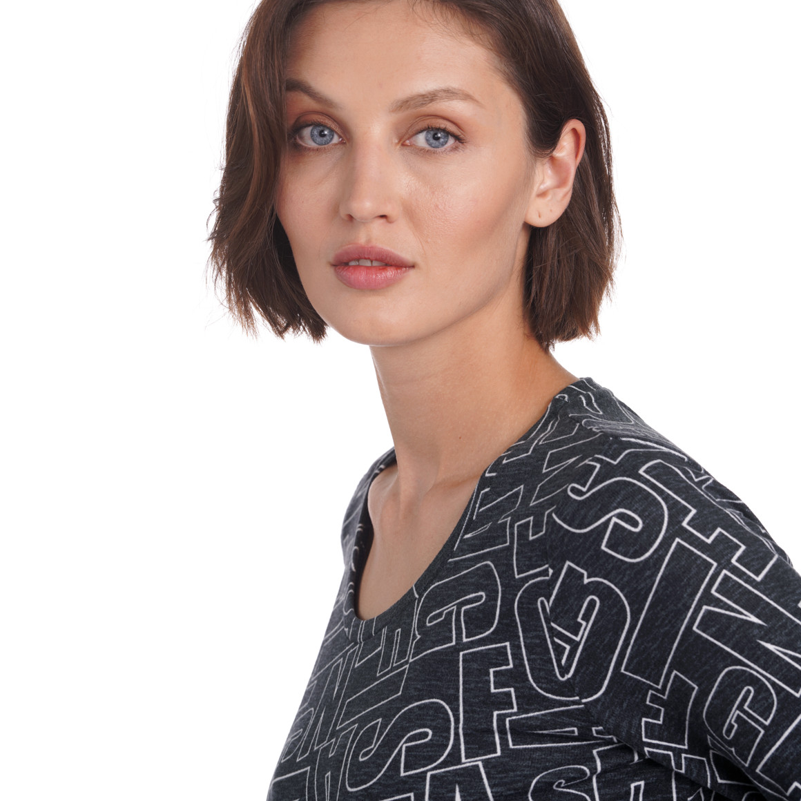 Damen Langarmshirt mit seitlichen Raffungen