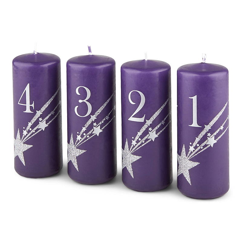 Vie Home Adventslys 4-pk 12 cm, 1-4, parafin lilla