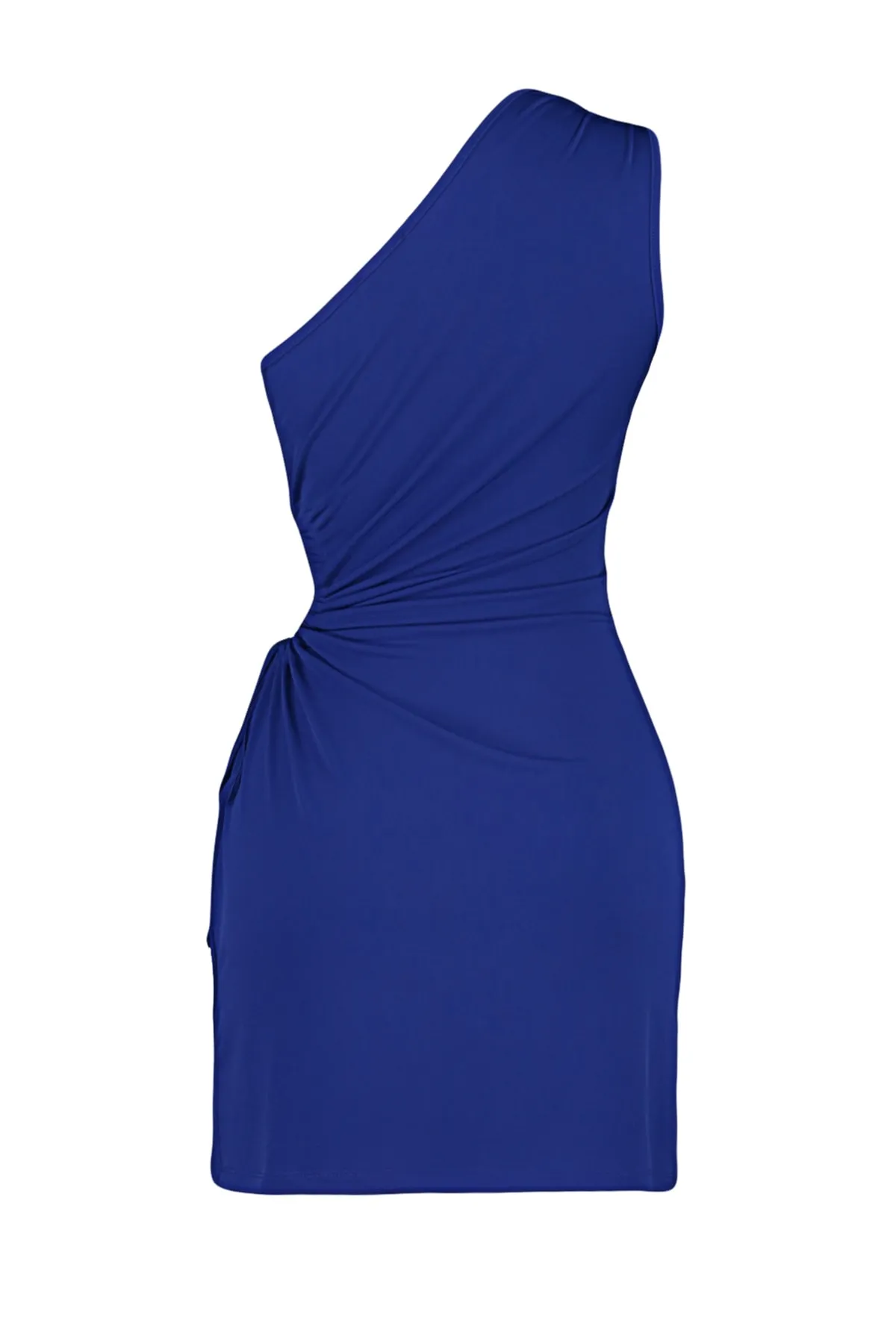 Trendyol Collection  Marineblaues, tailliertes, gestricktes Abendkleid mit Fensterausschnitt und Ausschnitten TPRSS23EL00154