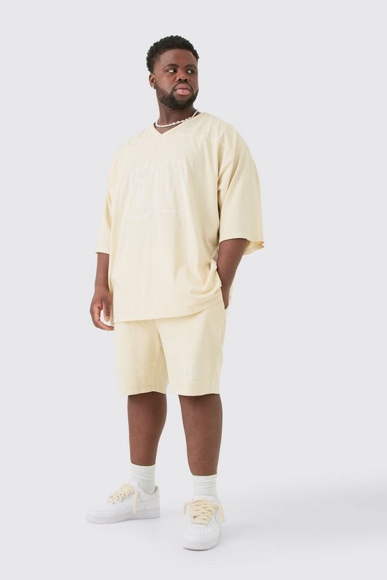 Plus Fußball T-Shirt & Shorts mit Kontrast-Naht